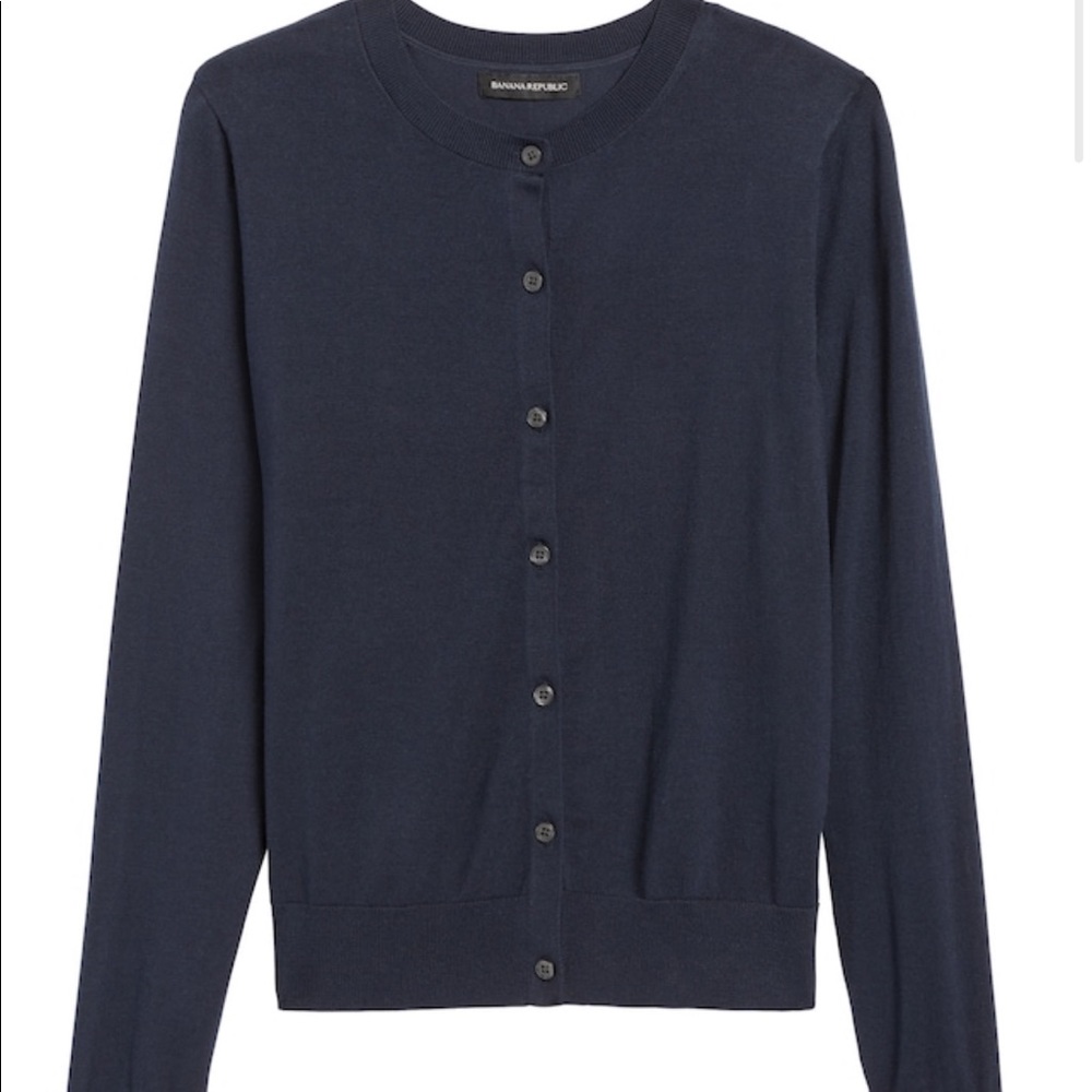 Banana republic stretch cotton cardigan navy